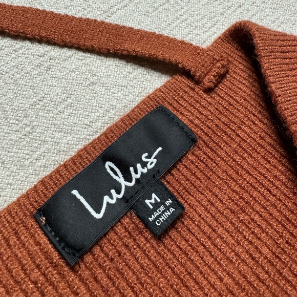 Lulus Modena Rust Brown Knit Dolman Sleeve Bodycon Sweater Dress M - Picture 6 of 8